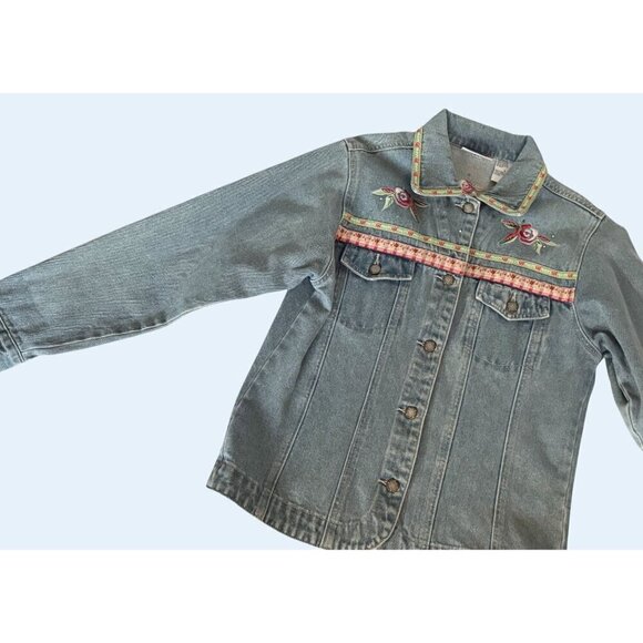 Vintage BILL BLASS 1990s Embroidered Denim Jacket Size Small - Picture 4 of 8